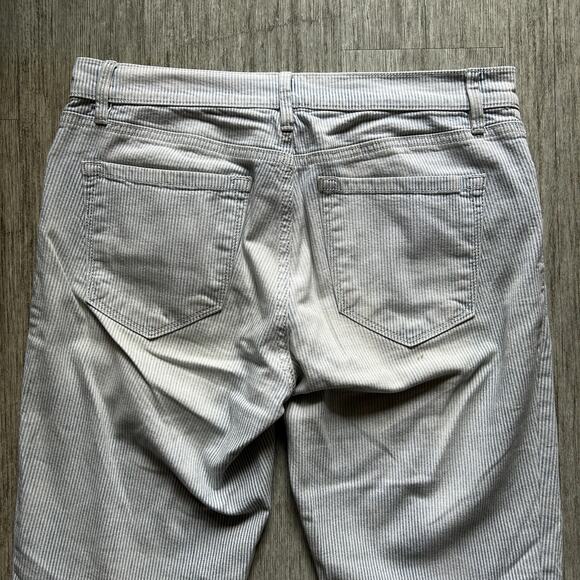 LOFT Blue/White Hickory/Railroad Stripe Distressed Relaxed Skinny Pants Sz 27/4 - Picture 8 of 11